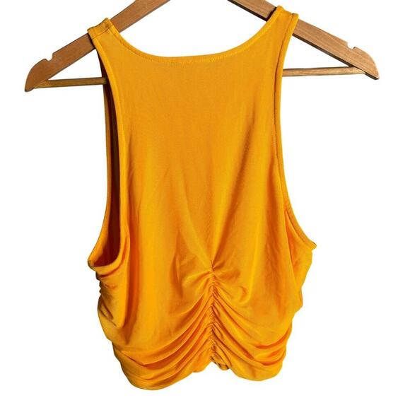 House of Harlow 1960 Ruched Crop Tank Top Golden Yellow Size M - Picture 2 of 3